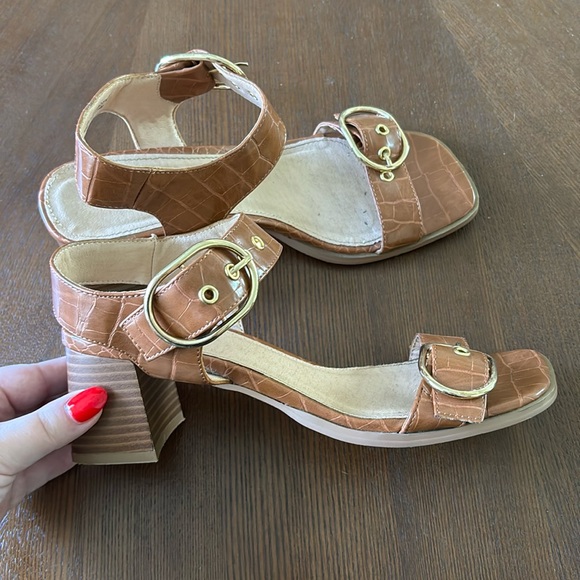 Topshop brown crocodile heels size 8 - Picture 2 of 4